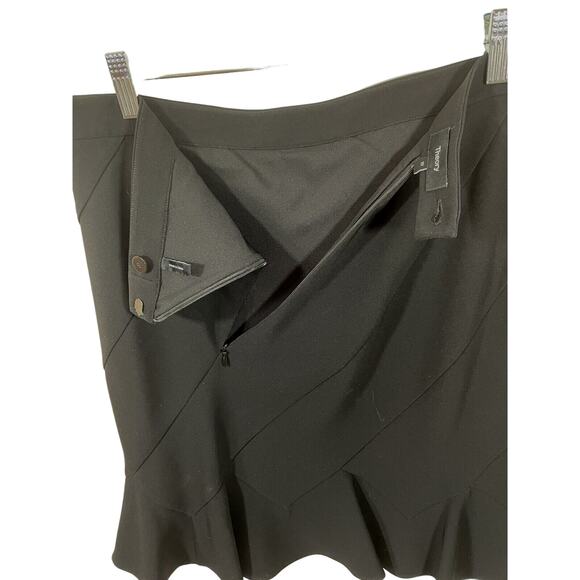 Theory Black Crepe Flounce Flutter Hem Lined Mini Skirt - Picture 5 of 7
